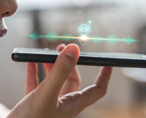 Close up of pretty woman holding in hand smart phone talking